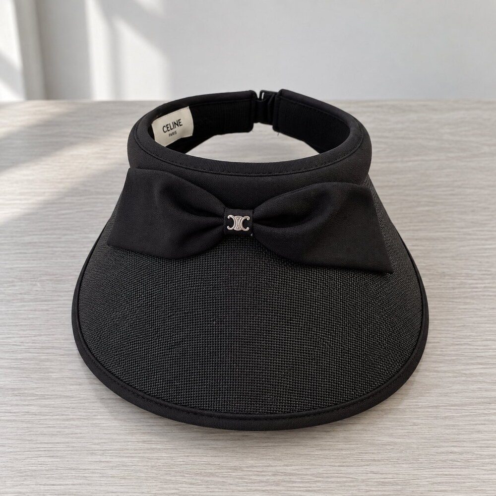 CELINE Triomphe Black Bow Sun Visor
